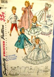 1808 Simplicity  18' or 23"' REVLON DOLLS 56 BRIDE COAT HAT BRA PANTIES PATTERN  choice